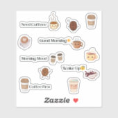 Cute Coffee Mood Sticker Sheet (Vel)