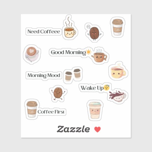 Cute Coffee Mood Sticker Sheet (Vel)