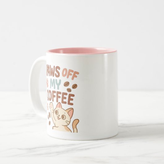 Cute Coffee Mug – Funny Cat Lover’s Cup Tweekleurige Koffiemok (Voorkant links)