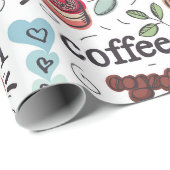 Cute Coffee Pattern Cadeaupapier (Rol Hoek)