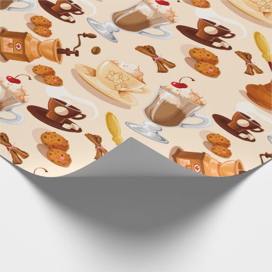 Cute Coffee Pattern Cadeaupapier (Hoek)
