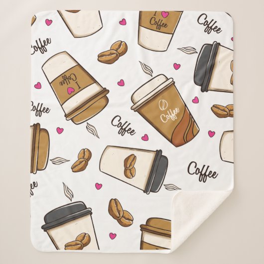 Cute Coffee Pattern Sherpa Blanket Soft & Cozy Deken (Voorkant)