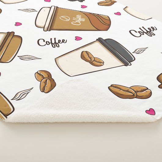 Cute Coffee Pattern Sherpa Blanket Soft & Cozy Deken (3/4)