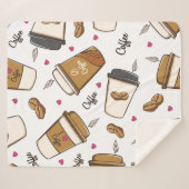 Cute Coffee Pattern Sherpa Blanket Soft & Cozy Deken (Voorkant (horizontaal))