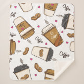 Cute Coffee Pattern Sherpa Blanket Soft & Cozy Sherpa Deken (Voorkant)