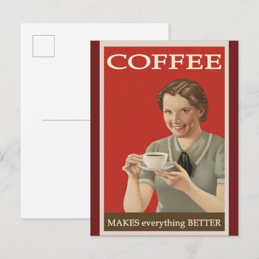 Cute  Coffee Poster Briefkaart (Voorkant / Achterkant)