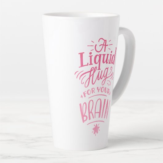 Cute Coffee Quote Pink Ombre Calligraphy Tall Latte Mok (Rechterhoek)