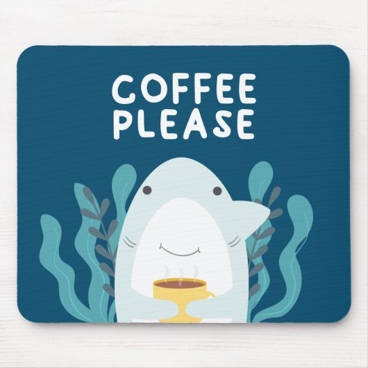 Cute Coffee Shark Muismat (Voorkant)