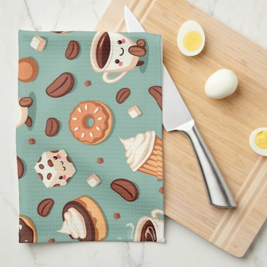 Cute Coffee Theedoek (Quarter Fold)