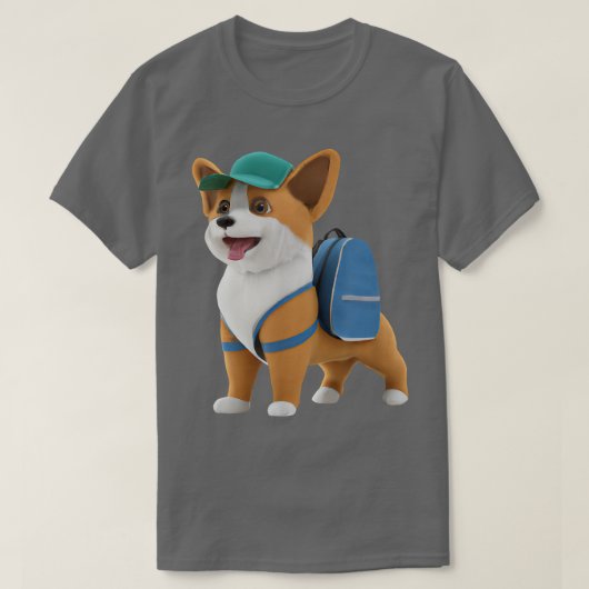 Cute Cogi Puppy Dog Backpack Baseball Cap Back To T-shirt (Design voorkant)