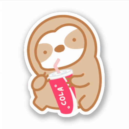 Cute Cola Soda Sloth Sticker (Voorkant)