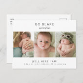 Cute Collage Photo Neutral Baby Birth II Announcem Briefkaart (Voorkant / Achterkant)