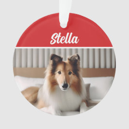 Cute Collie Dog Holiday Kerstfoto Ornament