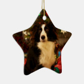 Cute Collie en kerstboom Keramisch Ornament (Rechts)