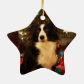 Cute Collie en kerstboom Keramisch Ornament (Achterkant)