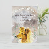 Cute Collie op waterverf met snowy kerst Kaart (Staand voorkant)