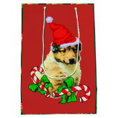 Cute Collie Puppy kerst Merry Medium Cadeauzakje (Achterkant)