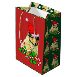 Cute Collie Puppy kerst Merry Medium Cadeauzakje