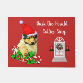 Cute Collie Puppy Kerstdoormat Deurmat