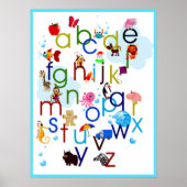 Cute Coloedul Cartoon Animals Alphabet Poster (Voorkant)