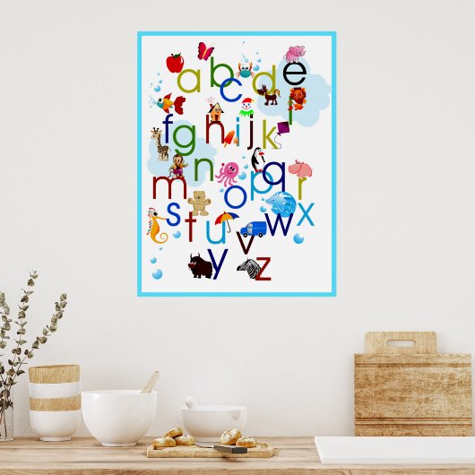 Cute Coloedul Cartoon Animals Alphabet Poster (Keuken)