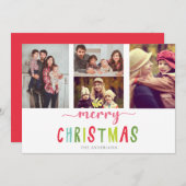 Cute Colorful 4 Photo Merry kerstkaart (Voorkant / Achterkant)