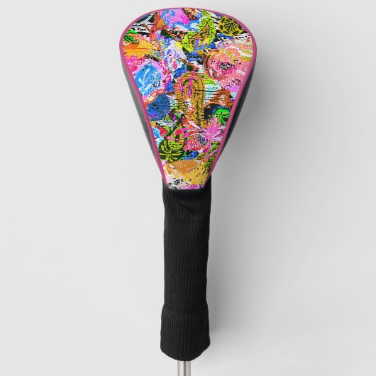 Cute colorful abstract gemengde paisleybloemen pap golfheadcover (Voorkant)