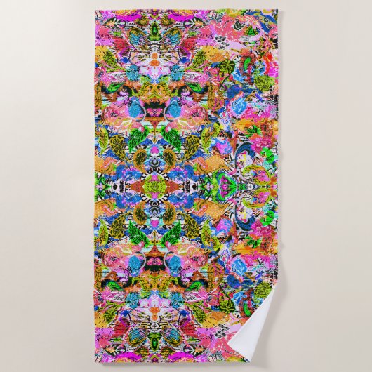 Cute colorful abstract gemengde paisleybloemen pap strandlaken (Voorkant)