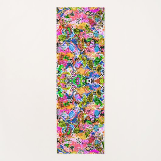 Cute colorful abstract gemengde paisleybloemen pap yogamat (Voorkant)