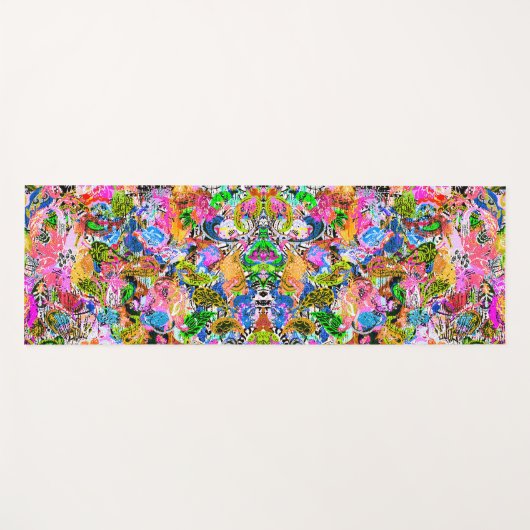 Cute colorful abstract gemengde paisleybloemen pap yogamat (Voorkant (horizontaal))