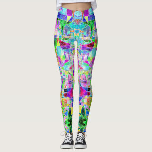 Cute colorful abstract geometric fragric design leggings