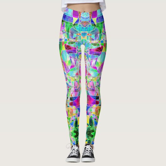 Cute colorful abstract geometric fragric design leggings (Voorkant)