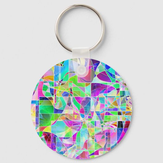 Cute colorful abstract geometric fragric design sleutelhanger (Voorkant)