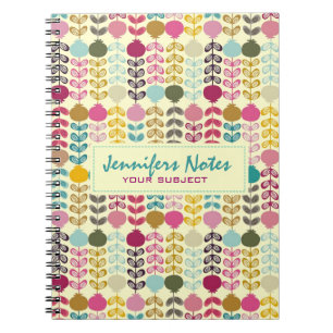 Cute Colorful Abstract Retro Tulips Patroon Notitieboek