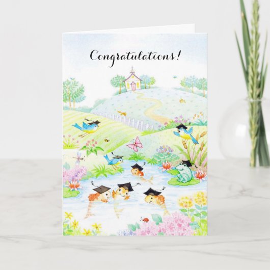 Cute colorful afstuderen animals maatable card kaart (Voorkant)