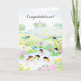 Cute colorful afstuderen animals maatable card kaart