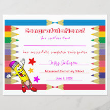 Cute & Colorful Afstuderen Certificate for Kids