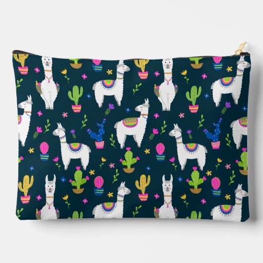 Cute Colorful Alpaca Cactus Personalized Name Etui (Achterkant)