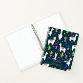 Cute Colorful Alpaca Cactus Personalized Name Notitieboek (Binnen)