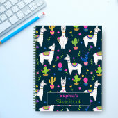Cute Colorful Alpaca Cactus Personalized Name Notitieboek