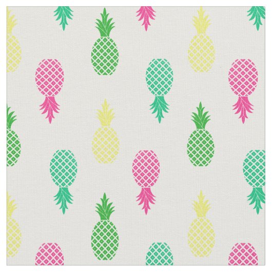 Cute Colorful and Tropical Pineapple Pattern Stof (Close Up)