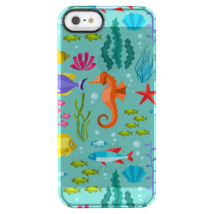 Cute Colorful Aquatic Life & Animals - afbeelding Doorzichtig iPhone SE/5/5s Hoesje