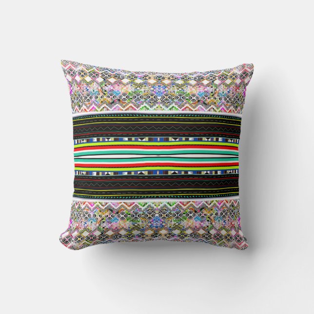 Cute colorful aztec tribal patronen kussen (Voorkant)