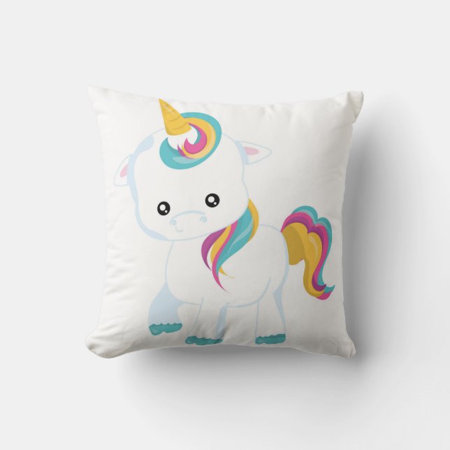 Cute Colorful Baby Unicorn Kussen (Voorkant)