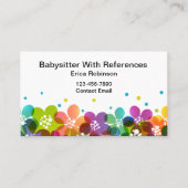 Cute Colorful Babysitter Business Cards Visitekaartje (Voorkant)