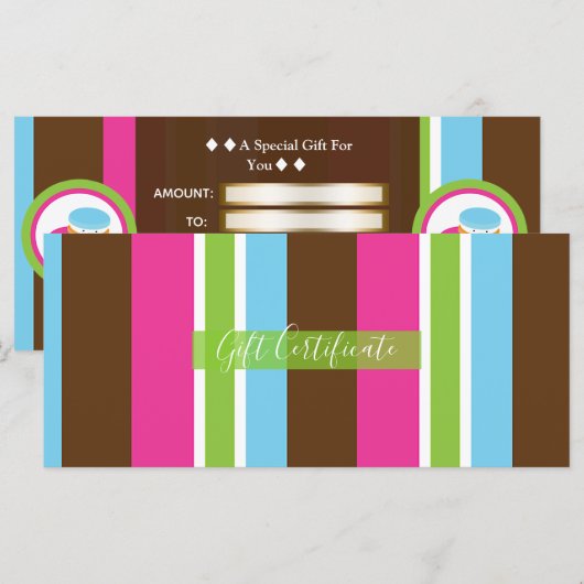 Cute Colorful Bakery Macaroons Cadeaubon (Voorkant / Achterkant)