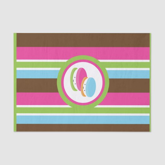 Cute Colorful Bakery Macaroons Fun Stripe Favor Tissuepapier (Voorkant)