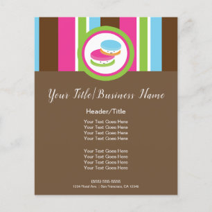 Cute Colorful Bakery Macaroons Fun Stripe Flyer