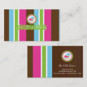 Cute Colorful Bakery Macaroons Fun Stripe Visitekaartje (Voorkant / Achterkant)