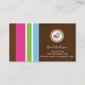 Cute Colorful Bakery Macaroons Fun Stripe Visitekaartje (Achterkant)